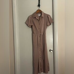 Maxi Dusty Rose button up dress